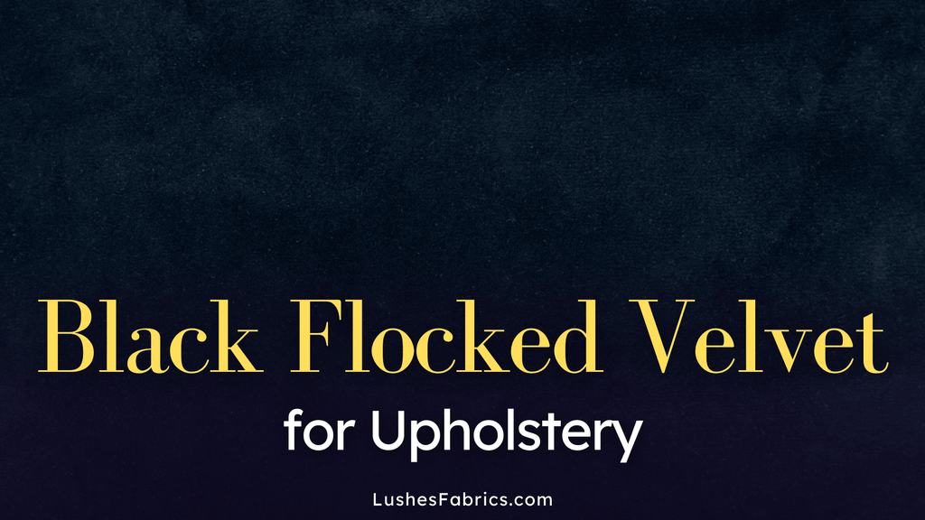 Black Flocked Velvet Fabric for Upholstery - LushesFabrics