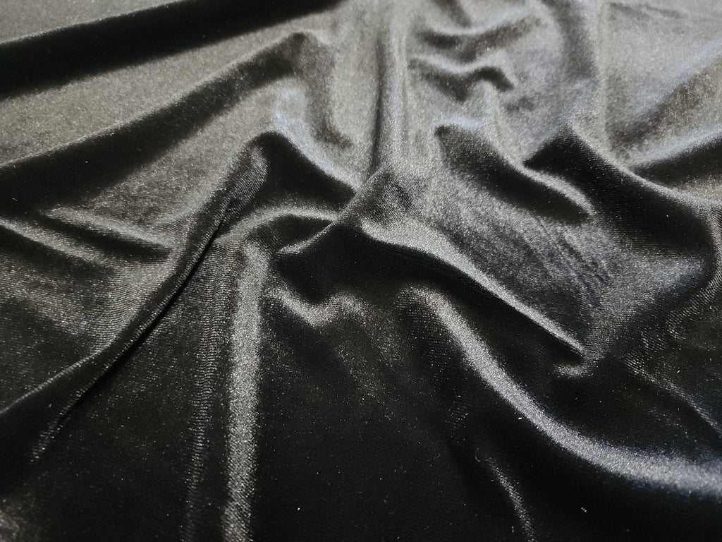 Black Stretch Velvet Fabric 60 inch Wide (Sold By The Roll) - 50 Yards - LushesFabrics