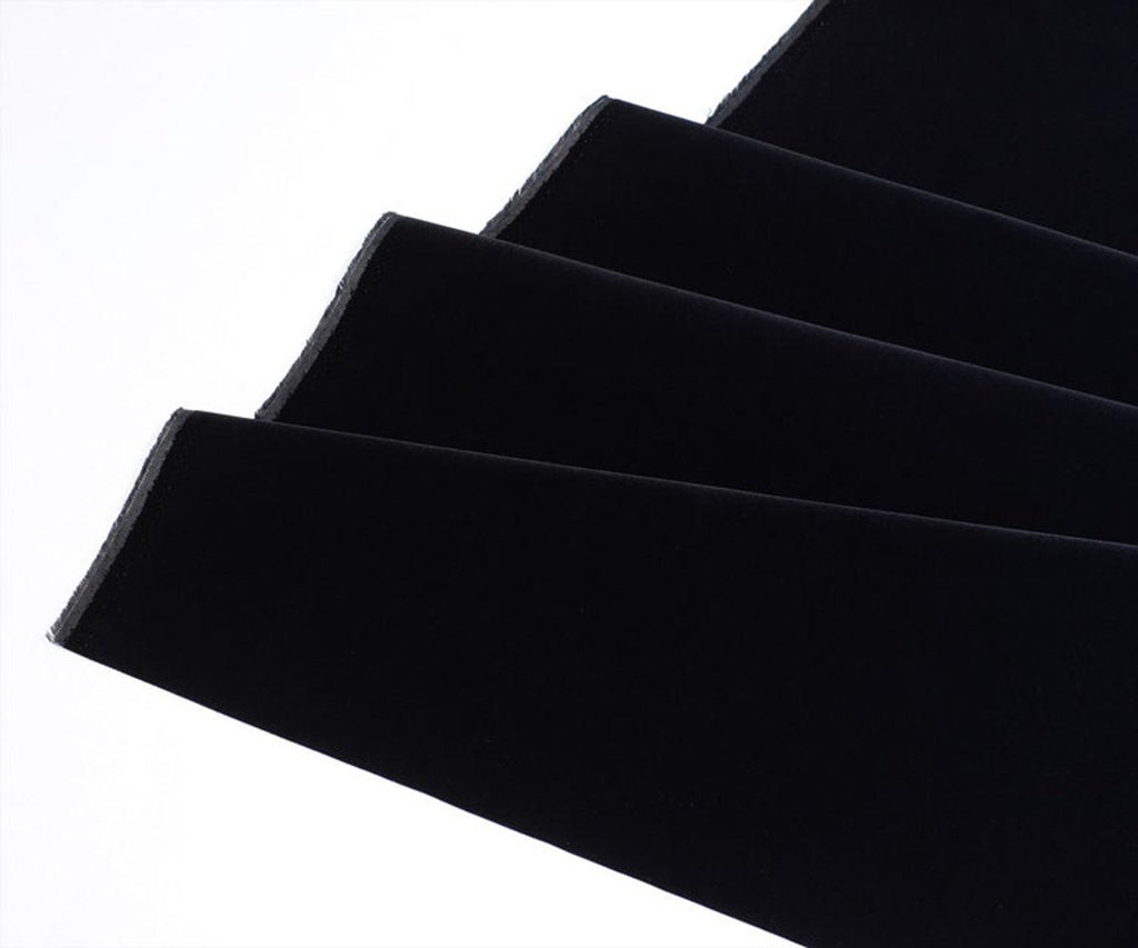 Black Flocked Velvet Fabric - LushesFabrics