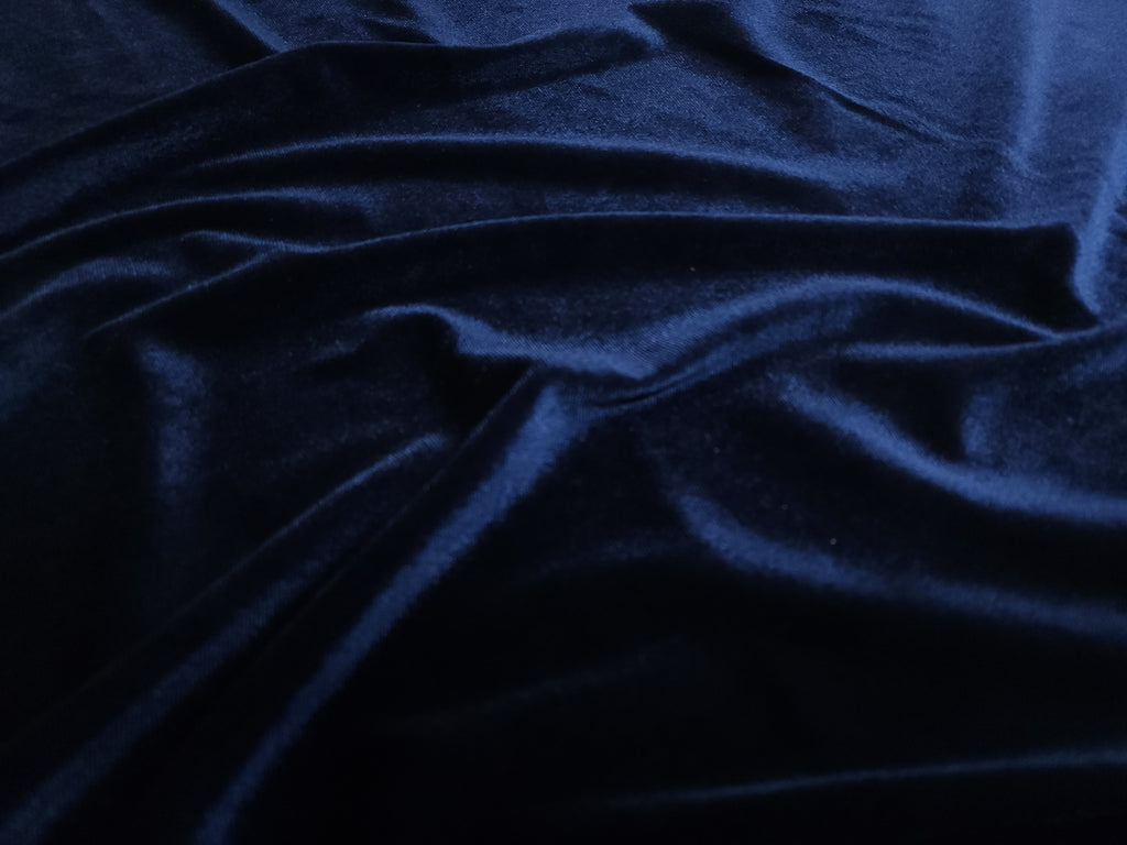 Navy Blue Stretch Velvet Fabric 60 inch Wide (Sold By The Roll) - 50 Yards - LushesFabrics