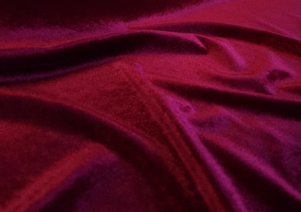 Burgundy Stretch Velvet Fabric 60 inch Wide (Sold By The Roll) - 50 Yards - LushesFabrics