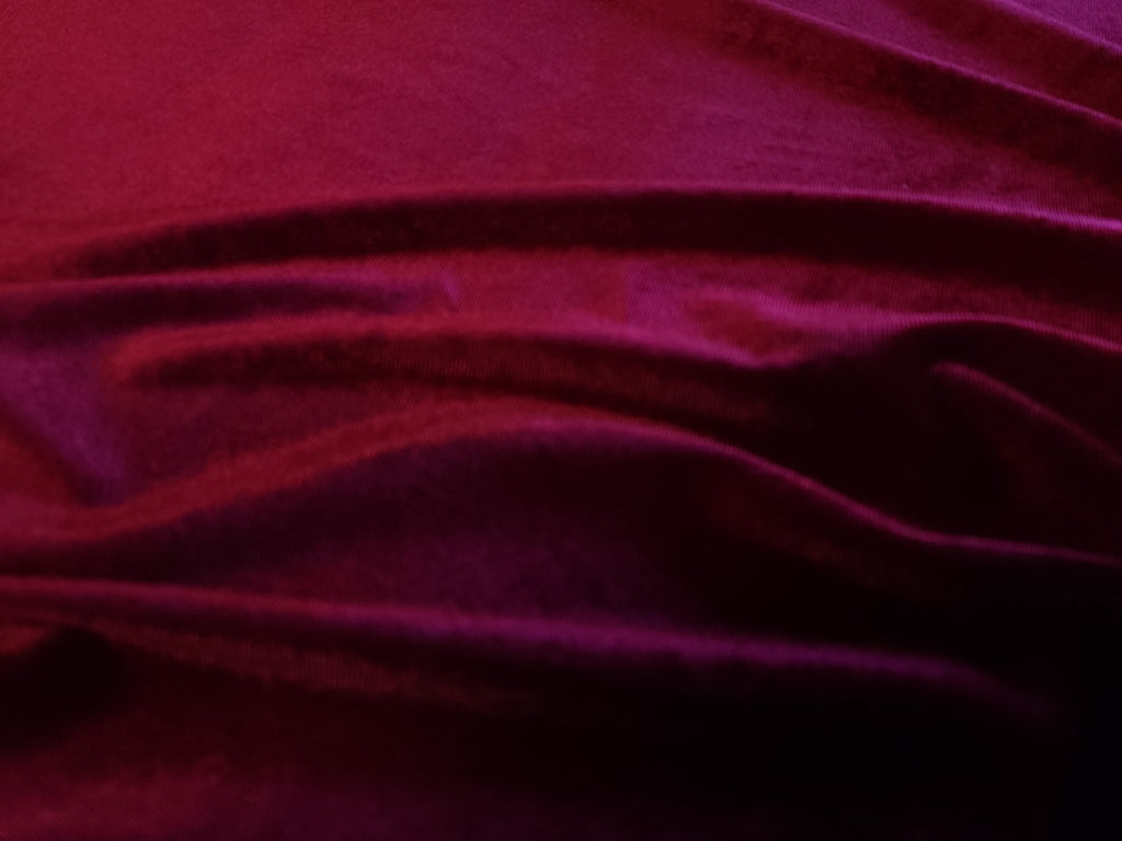 Burgundy Stretch Velvet Fabric 60 inch Wide (Sold By The Roll) - 50 Yards - LushesFabrics