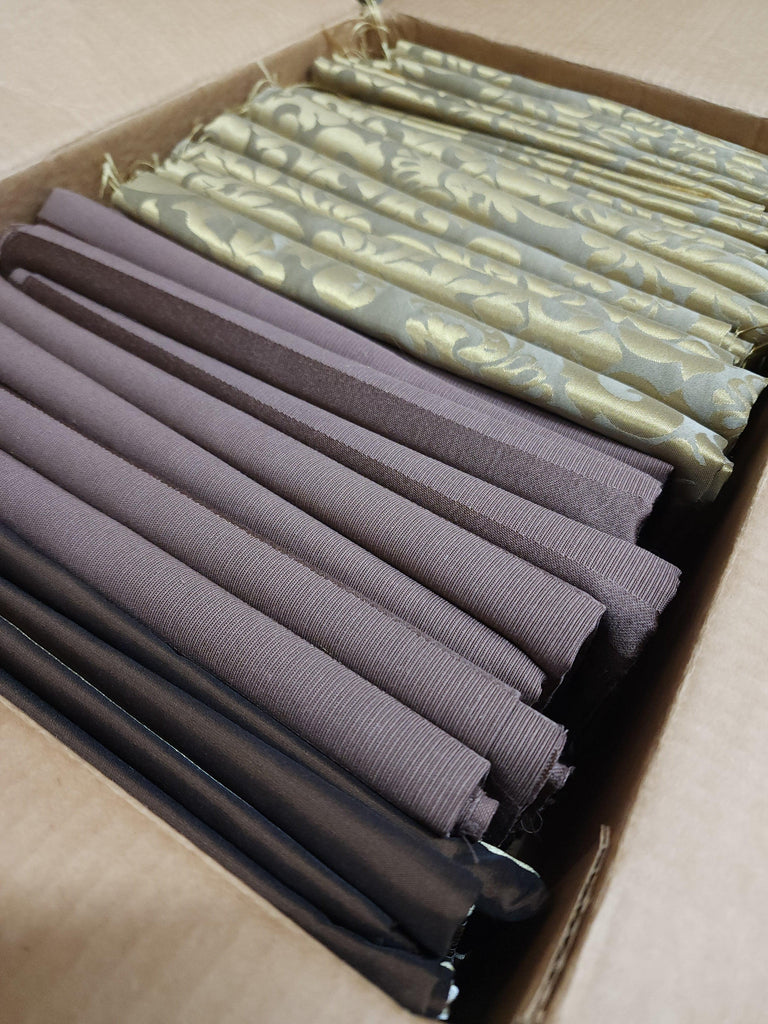 Lot of 20 Mixed Vintage Gold/Brown Fabric Yards Scraps - LushesFabrics