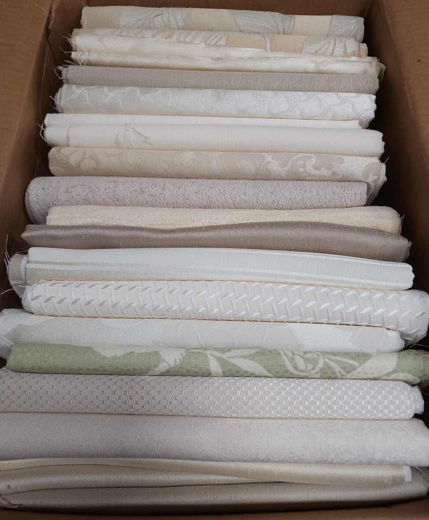 Lot of 20 Mixed Vintage Ivory Fabric Yards Scraps - LushesFabrics