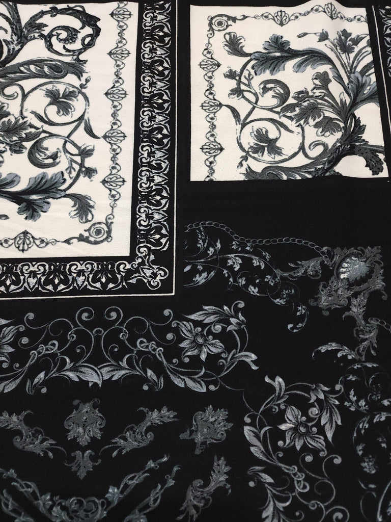 Black and White Venetian Techno Print Fabric - LushesFabrics