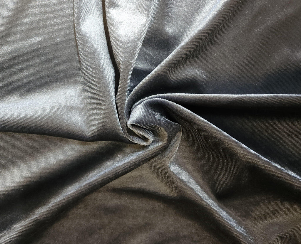 Dark Gray Stretch Velvet Fabric - LushesFabrics