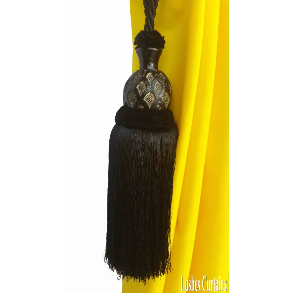 Black Decorative Wood Curtain Tassel Tie Back