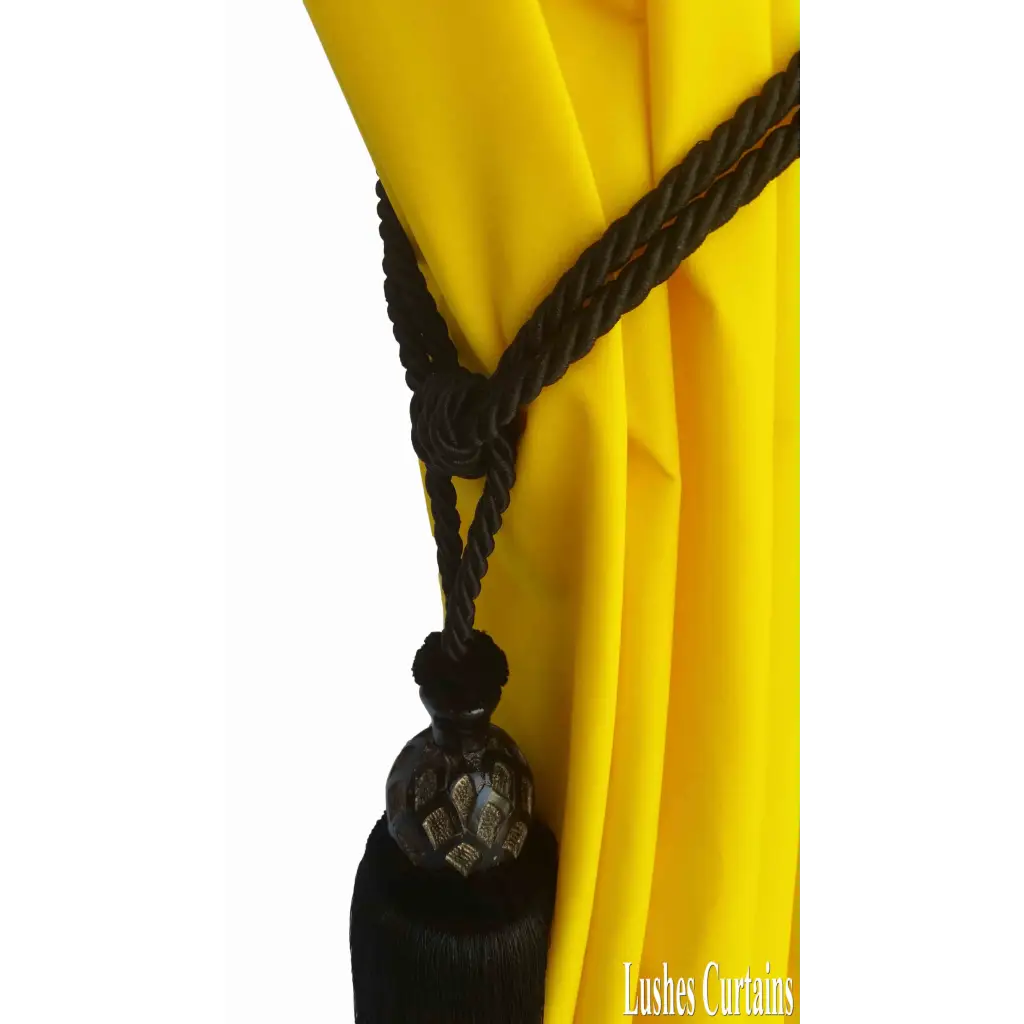 Black Decorative Wood Curtain Tassel Tie Back