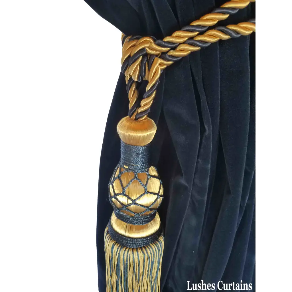 Gold and Blue Curtain Tassel Tieback