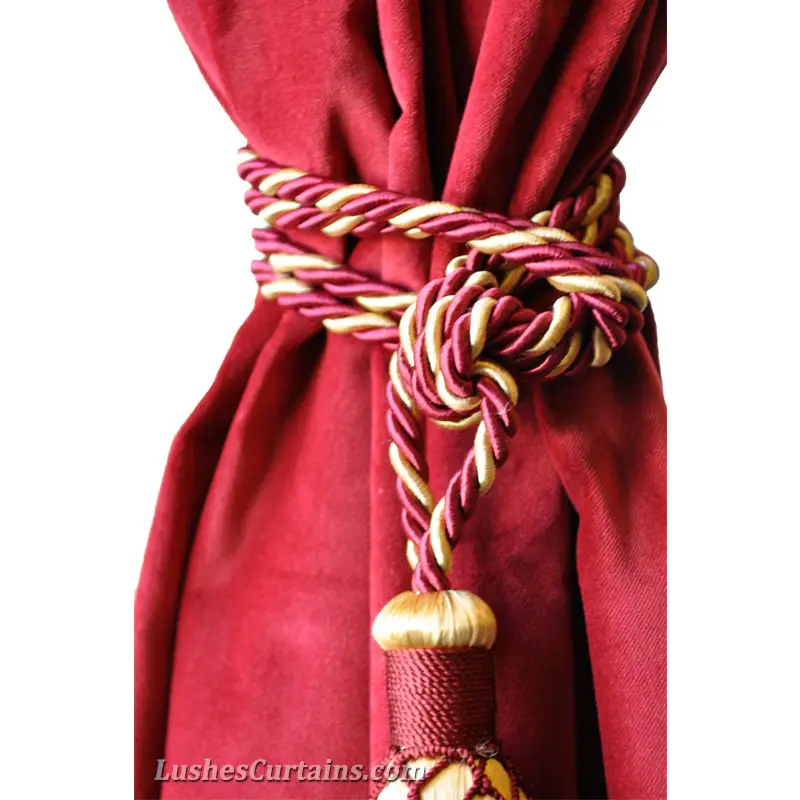 Gold and Burgundy Curtain Tassel Tieback