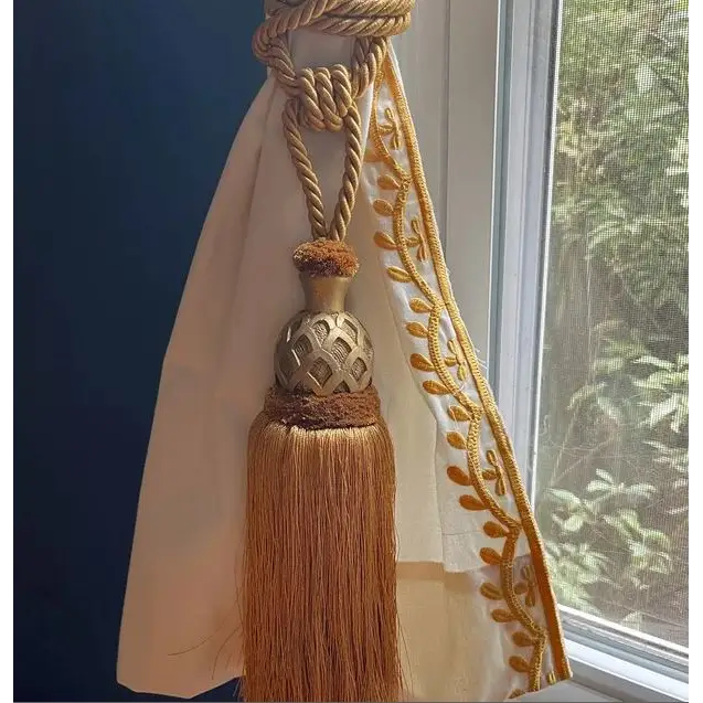 Gold Decorative Wood Curtain Tassel Tie Back
