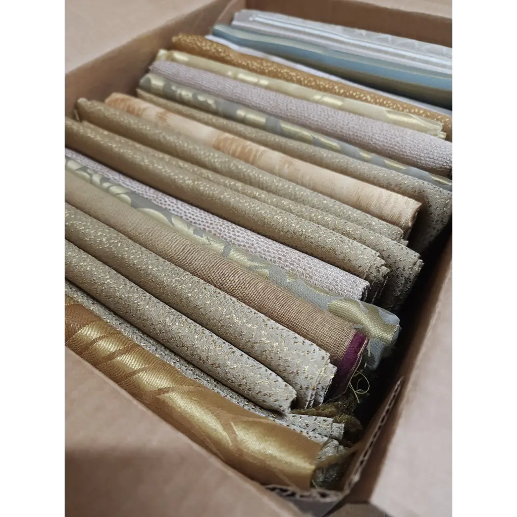 Lot of 20 Mixed Vintage Gold Fabric Yards Scraps