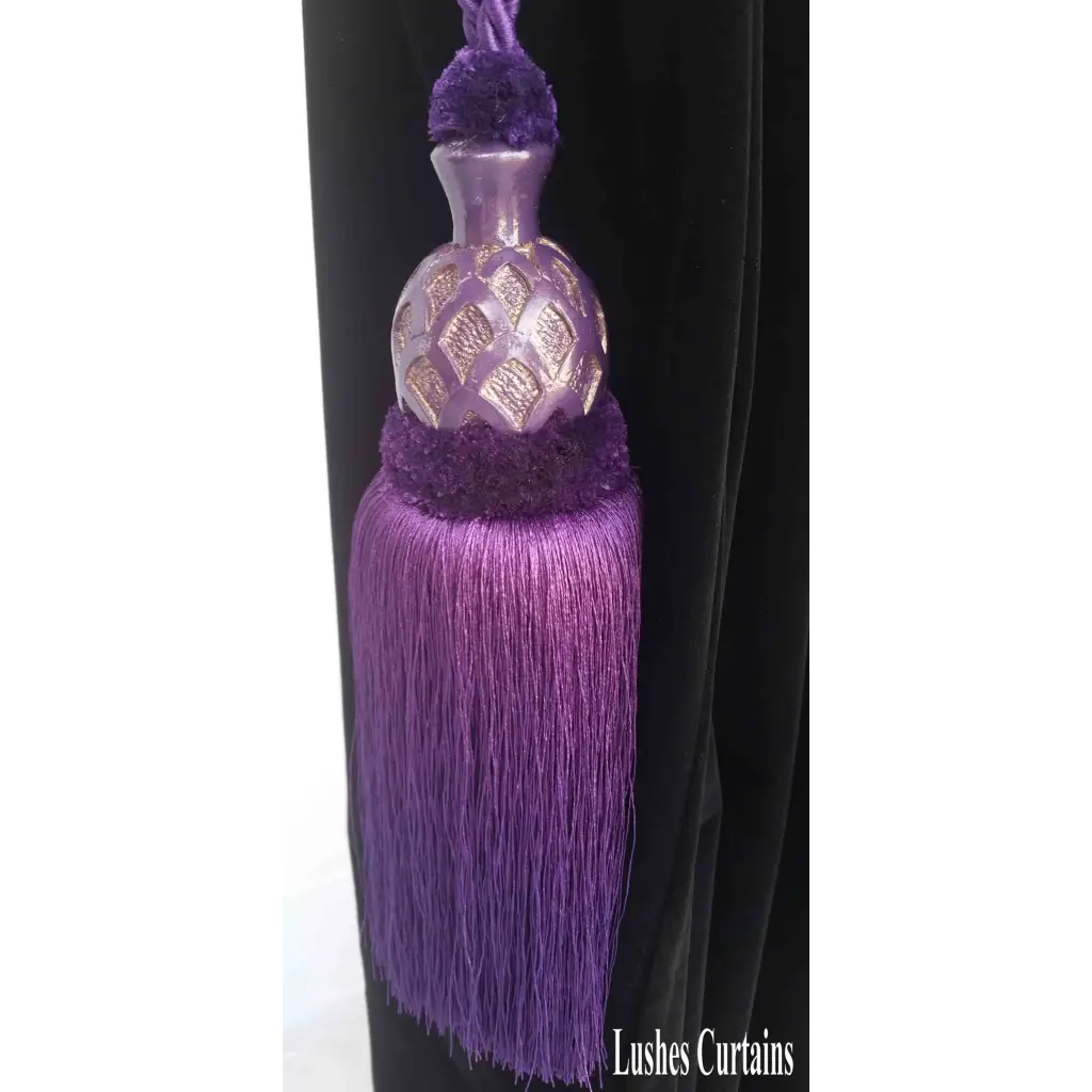 Purple Decorative Wood Curtain Tassel Tie Back