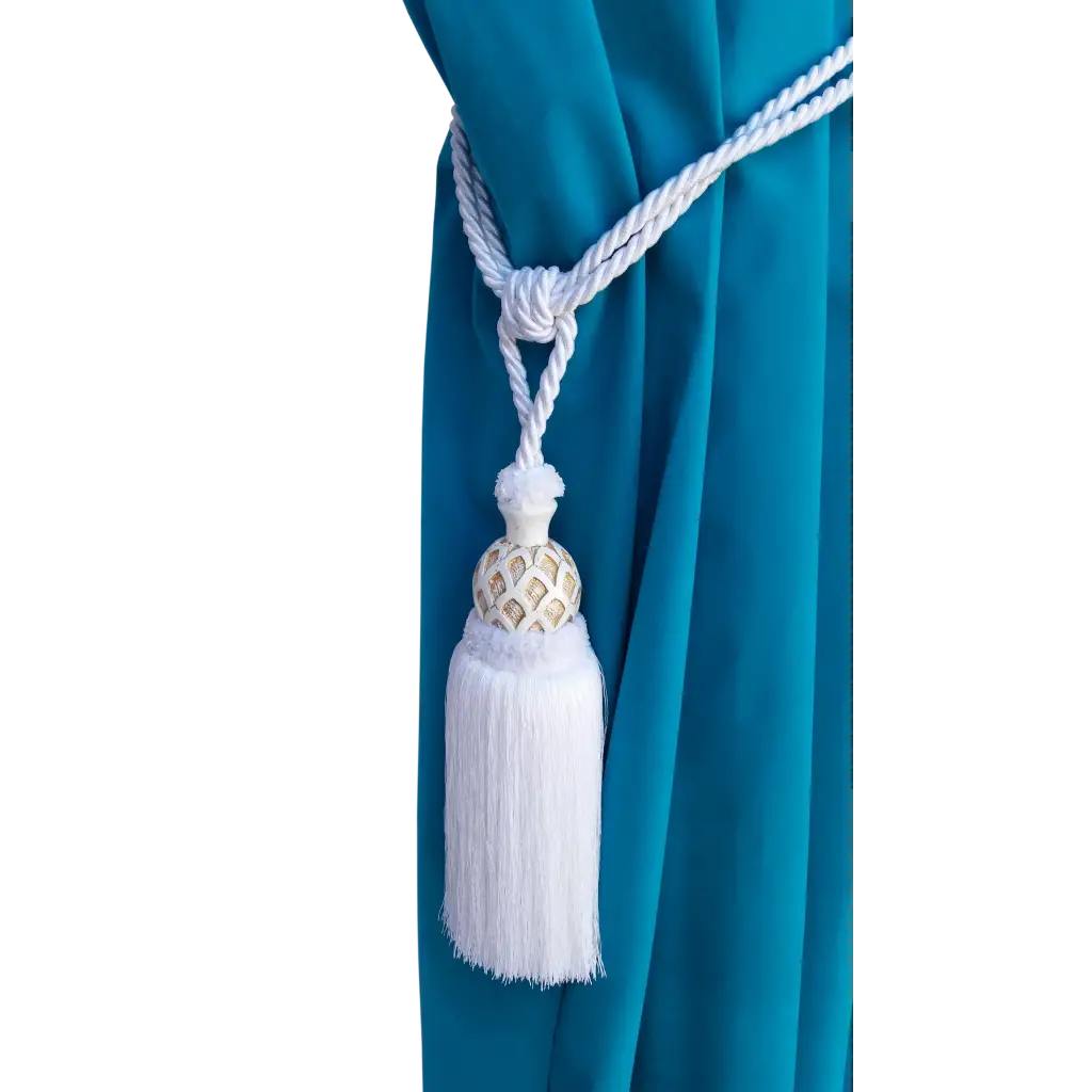 White Decorative Wood Curtain Tassel Tie Back